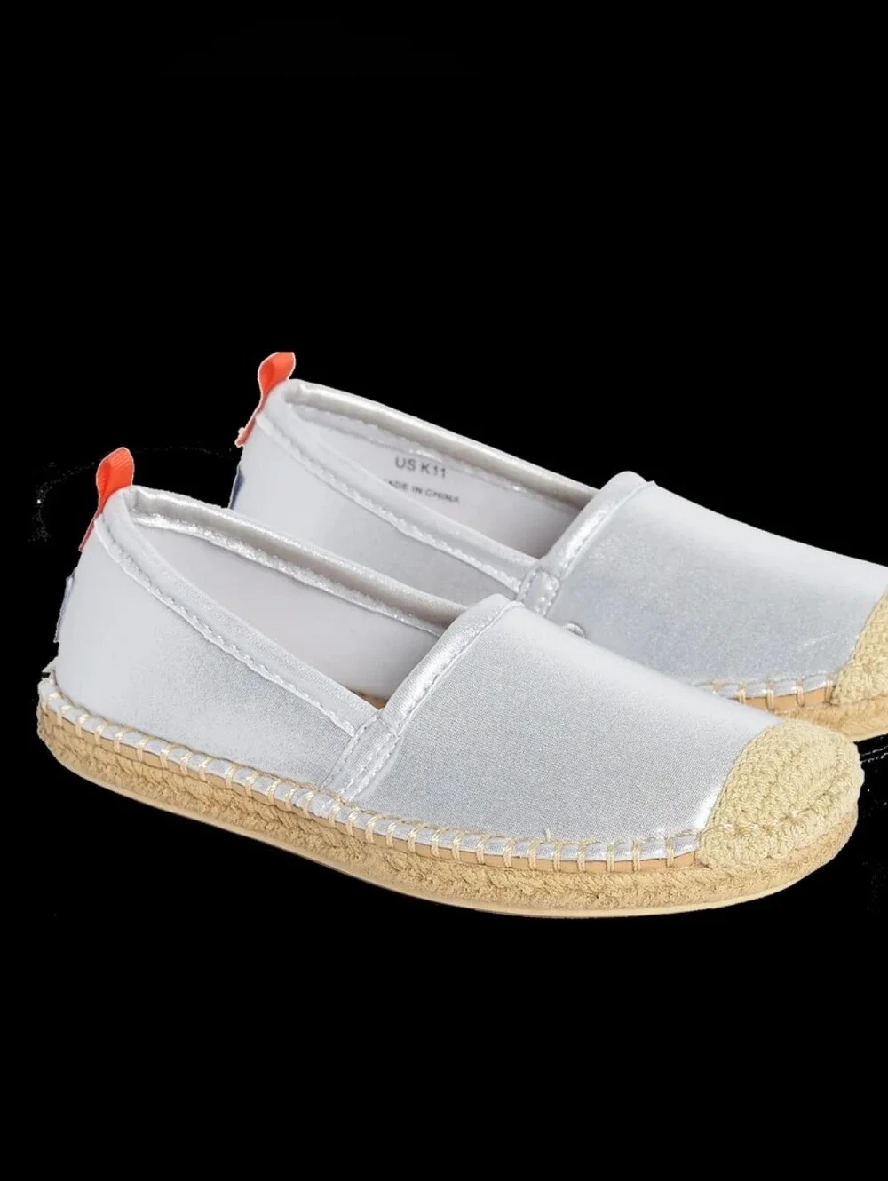 Platinum Silver Espadrille Slip-On Water Shoes Beach Wear Size 8W